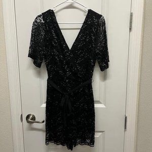 Beautiful Women's Black Lace Romper, Size S